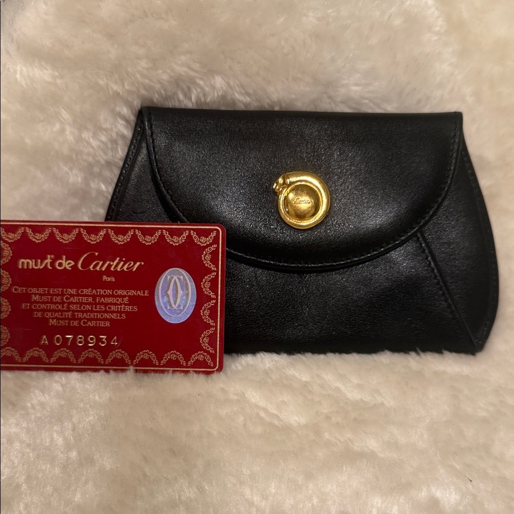 Cartier Vintage Leather Card Coin Wallet Authentic Excellent